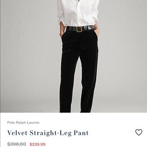 Lauren Ralph Lauren Velvet Straight-Leg Pant Black